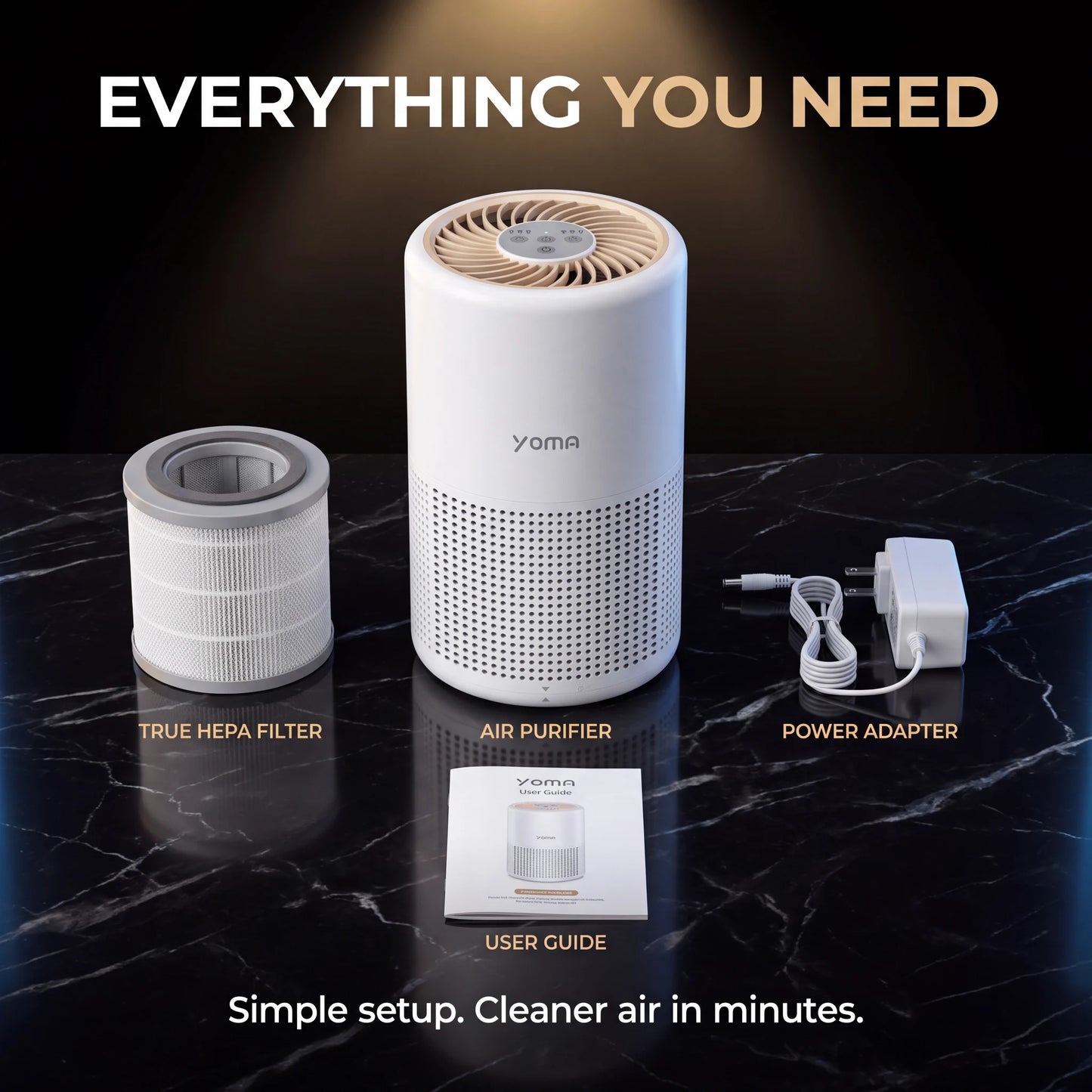 Nyven YOMA A2 Air Purifier – True HEPA 3-Stage Filtration with Night Light
